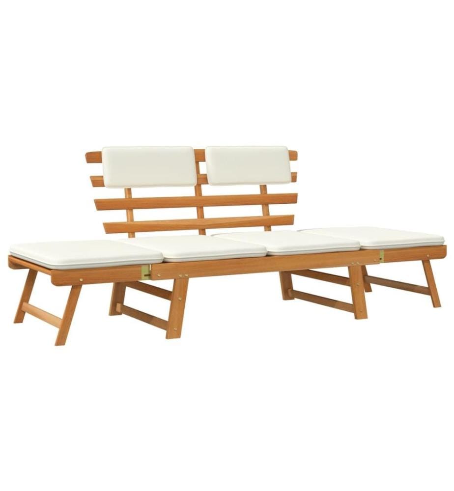 Banc de jardin avec coussins 2-en-1 190 cm Bois d'acacia massif