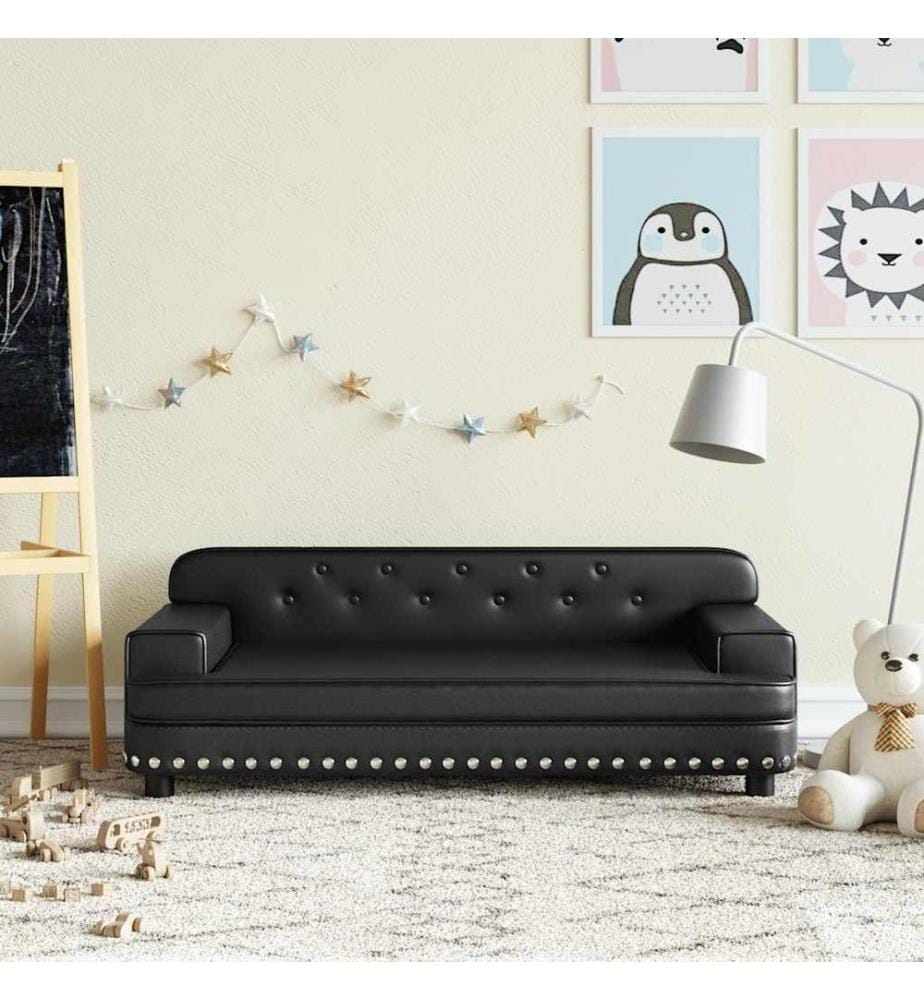 Kindersofa Schwarz 90x53x30 cm Kunstleder