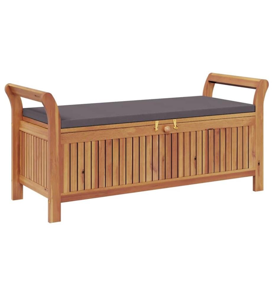 Banc de rangement de jardin avec coussin 126 cm Bois d'acacia
