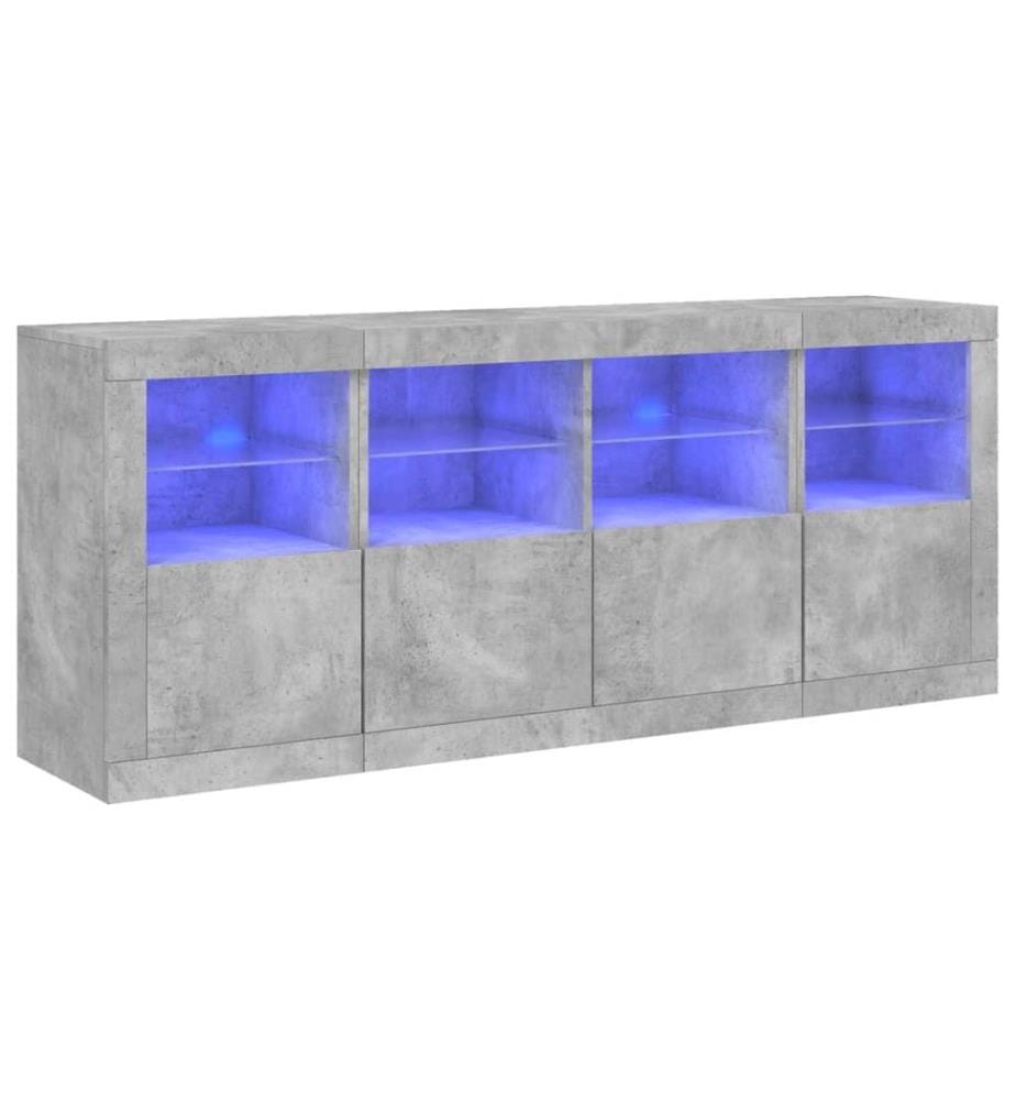 Sideboard mit LED-Leuchten Betongrau 163x37x67 cm