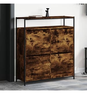 Schuhschrank mit 4 Klappen Räuchereiche 100x34x112 cm