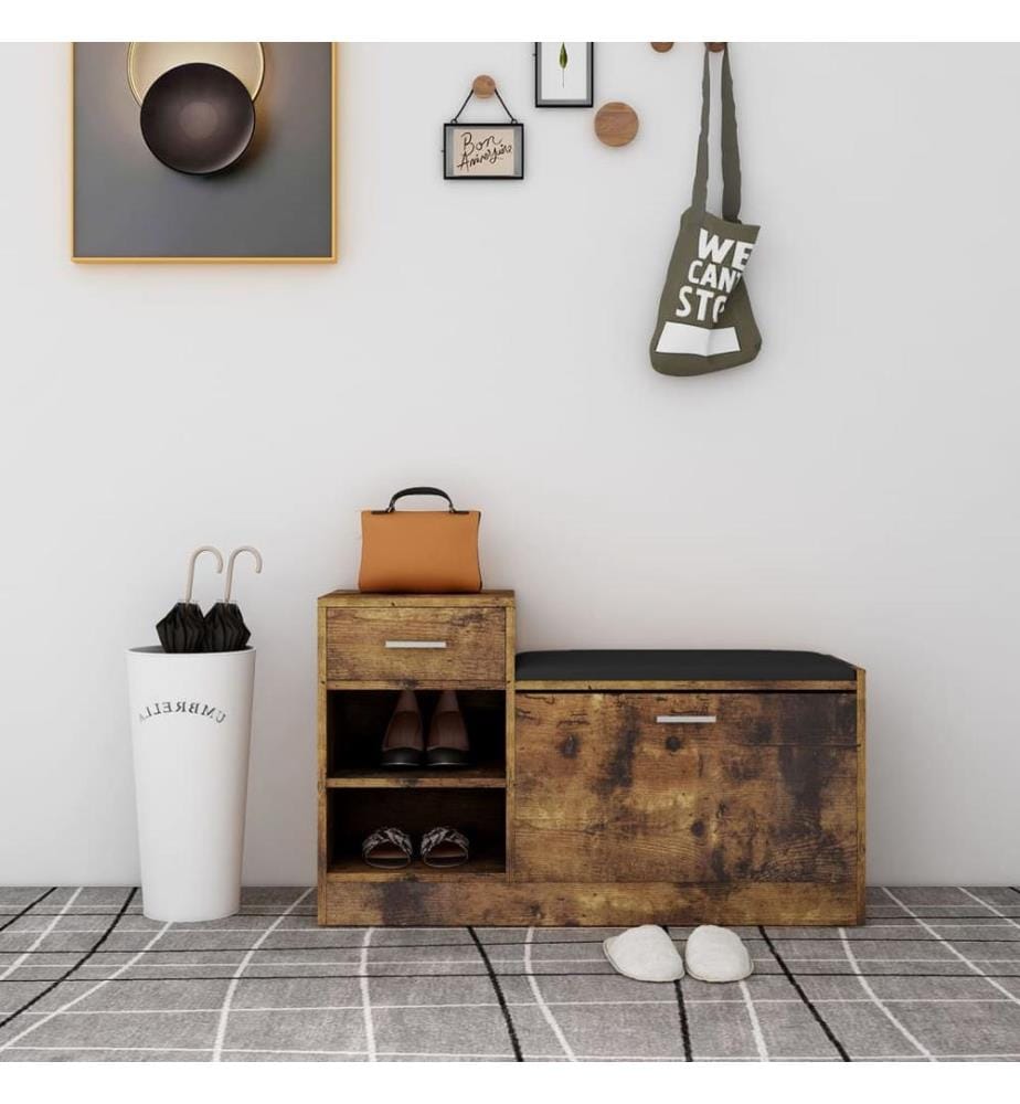 Schuhbank Räuchereiche 94,5x31x57 cm Holzwerkstoff