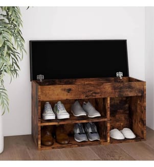 Schuhbank mit Kissen Räuchereiche 80x30x47 cm Holzwerkstoff
