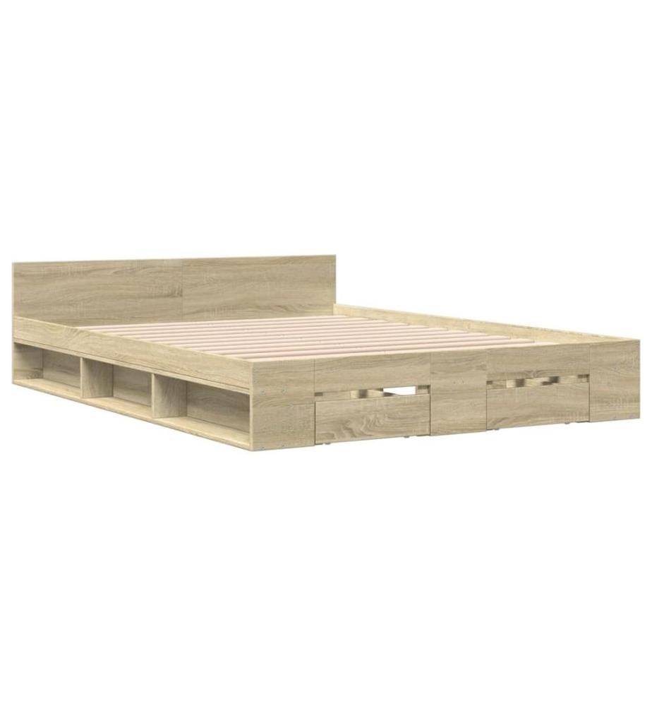 Bettgestell mit Schubladen Sonoma-Eiche 140x200cm Holzwerkstoff