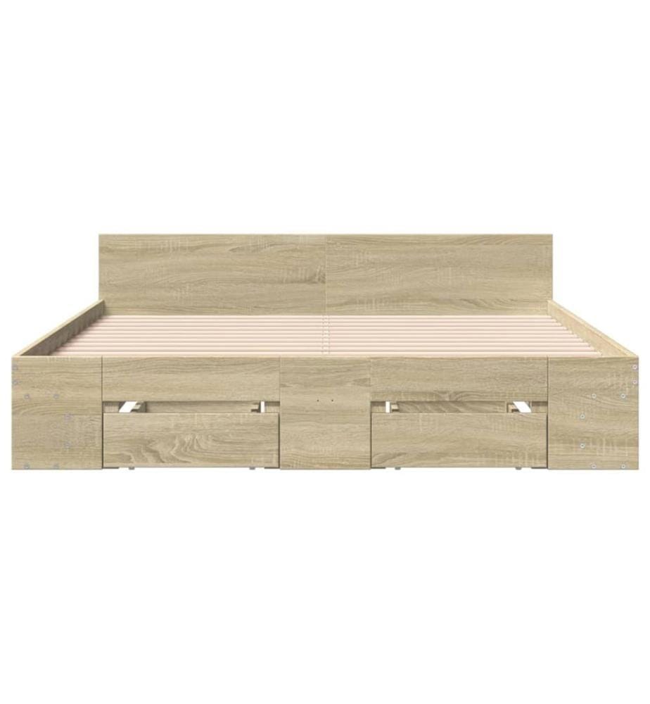 Bettgestell mit Schubladen Sonoma-Eiche 140x200cm Holzwerkstoff