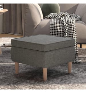 Hocker mit Holzbeinen Hellgrau Stoff
