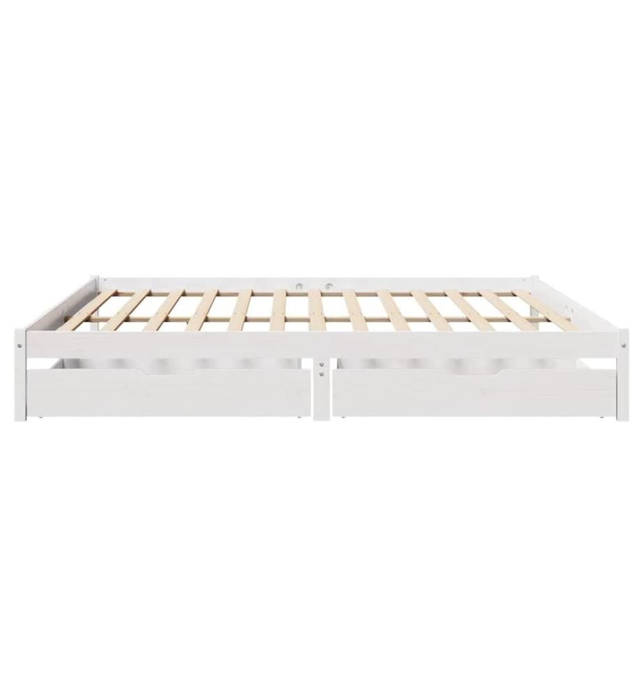Cadre de lit sans matelas blanc 200x200 cm bois massif de pin