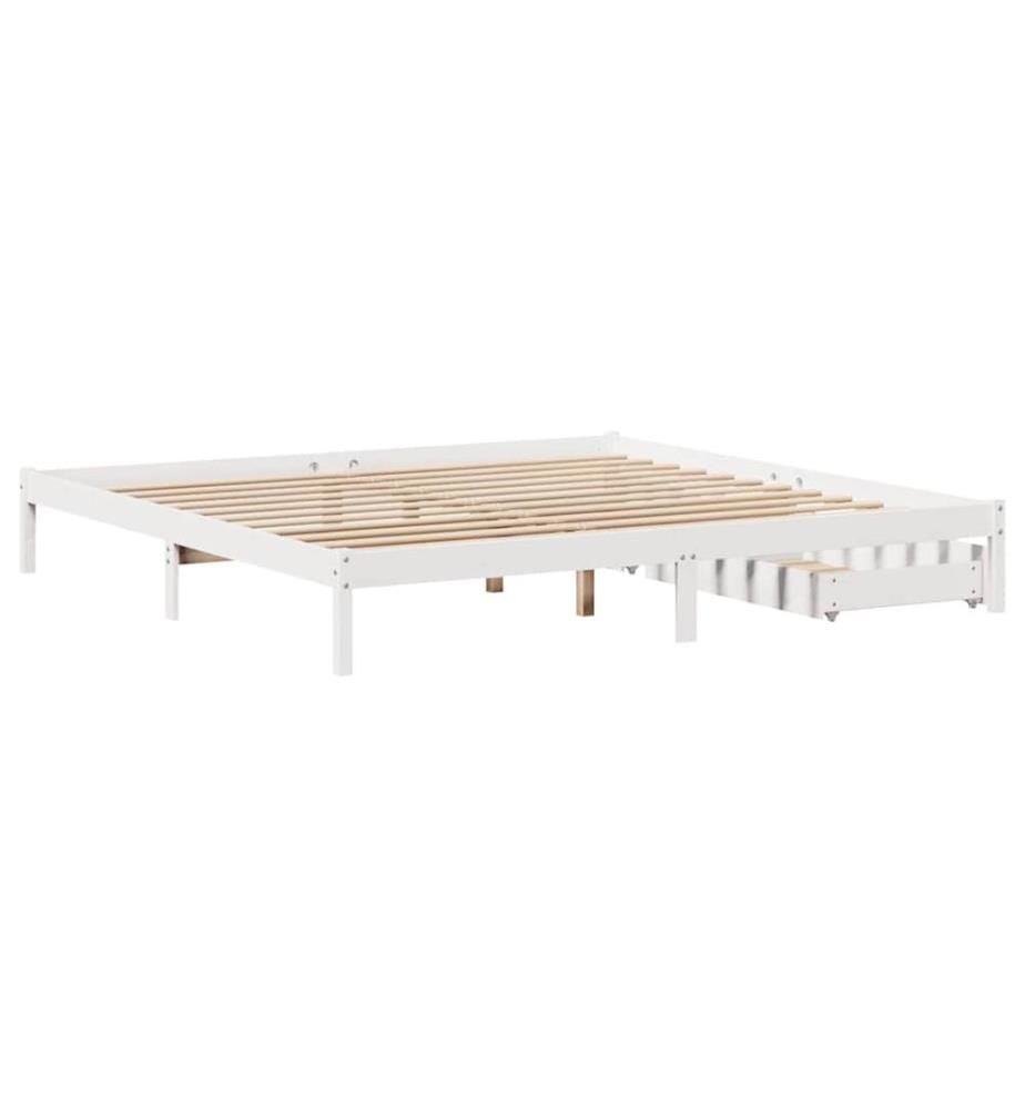 Cadre de lit sans matelas blanc 200x200 cm bois massif de pin