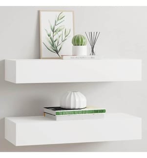 Wandregale mit Schubladen 2 Stk. Weiss 60x23,5x10 cm MDF
