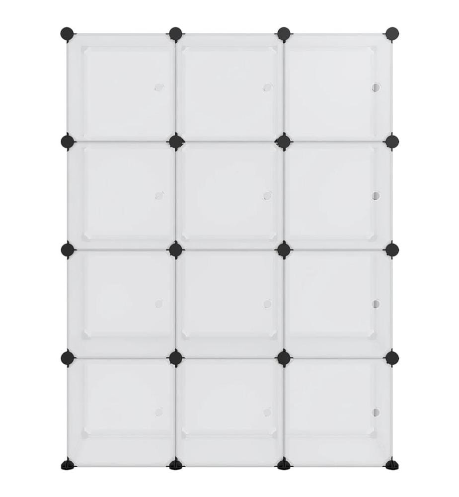 Regalsystem mit 12 Würfeln und Türen Transparent PP