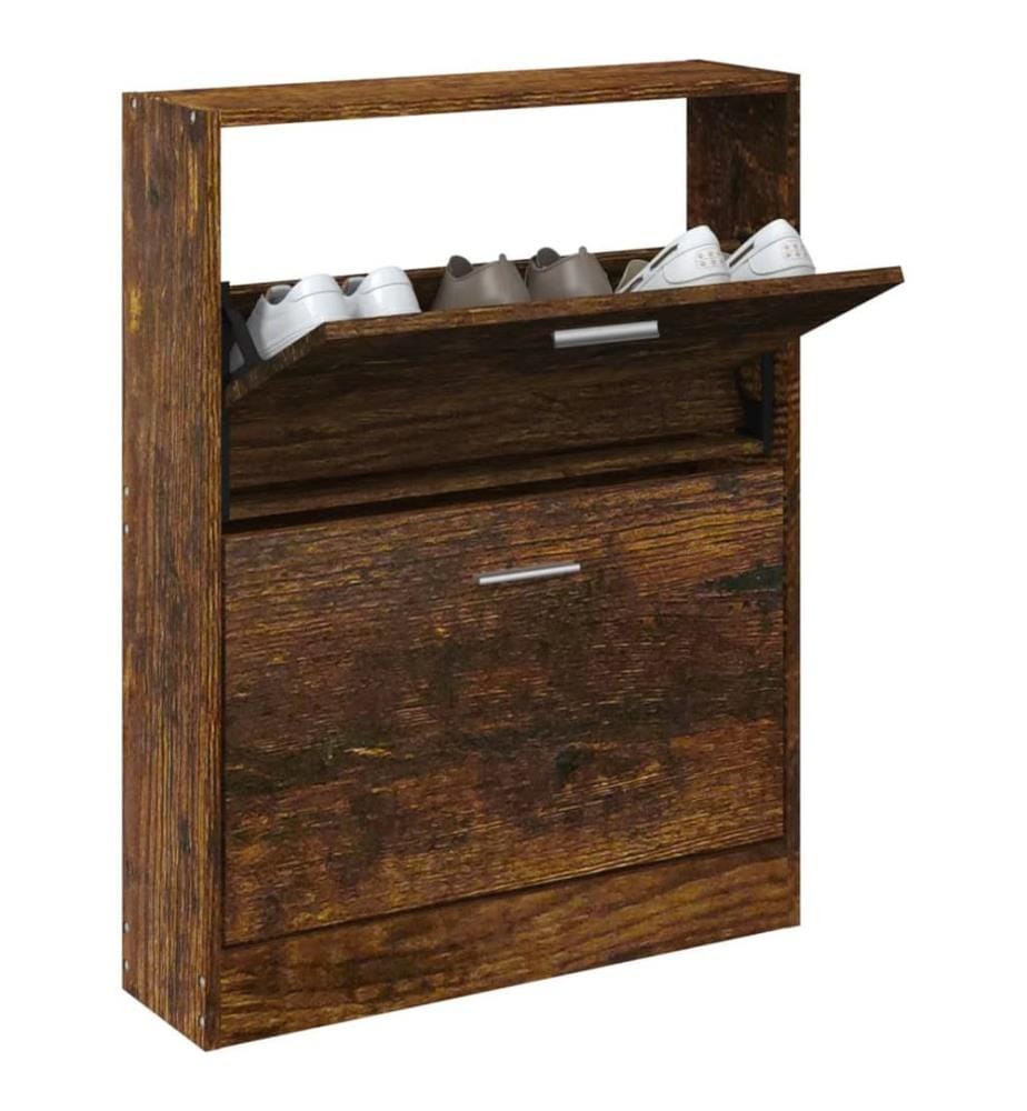 Schuhschrank Räuchereiche 59x17x81 cm Holzwerkstoff