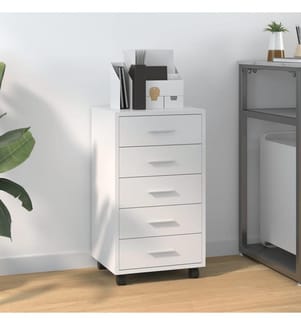 Schubladenschrank mit Rollen Hochglanz-Weiss Holzwerkstoff