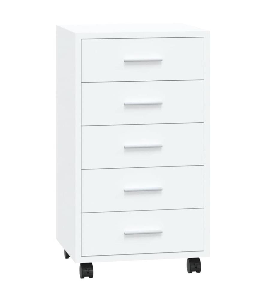 Schubladenschrank mit Rollen Hochglanz-Weiss Holzwerkstoff