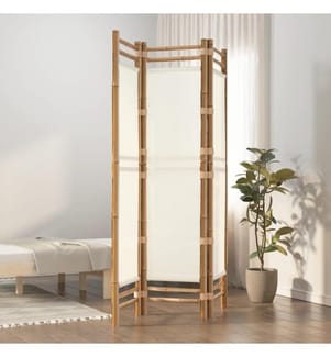 Cloison de séparation pliante 3 panneaux 120 cm Bambou et toile