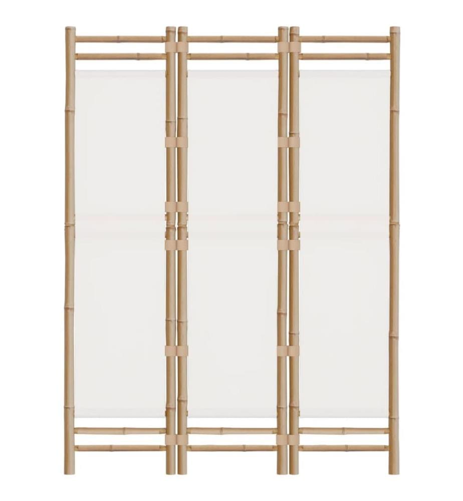 Cloison de séparation pliante 3 panneaux 120 cm Bambou et toile