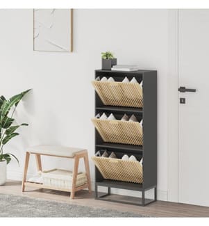 Schuhschrank Schwarz 52x25x120 cm Holzwerkstoff