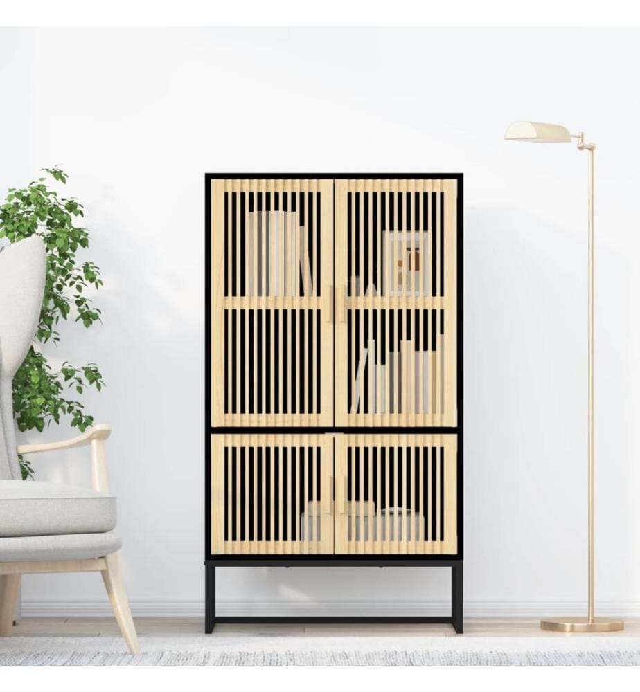 Highboard Schwarz 70x35x125 cm Holzwerkstoff