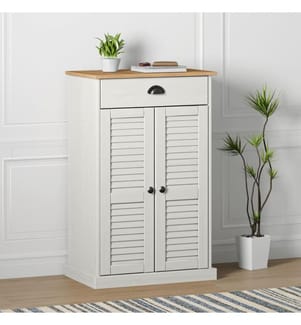 Schuhschrank VIGO Weiss 60x35x96 cm Massivholz Kiefer