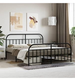 Metallbett ohne Matratze mit Fussteil Schwarz 160x200 cm