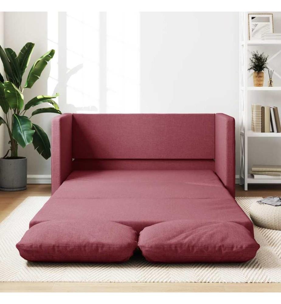 Bodensofa mit Schlaffunktion Weinrot 112x174x55 cm Stoff