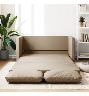 Bodensofa mit Schlaffunktion Cappuccino-Braun Kunstleder