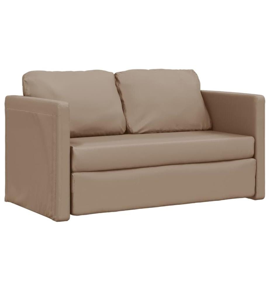 Bodensofa mit Schlaffunktion Cappuccino-Braun Kunstleder