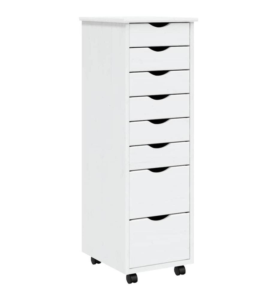 Rollschrank mit Schubladen MOSS Weiss Massivholz Kiefer