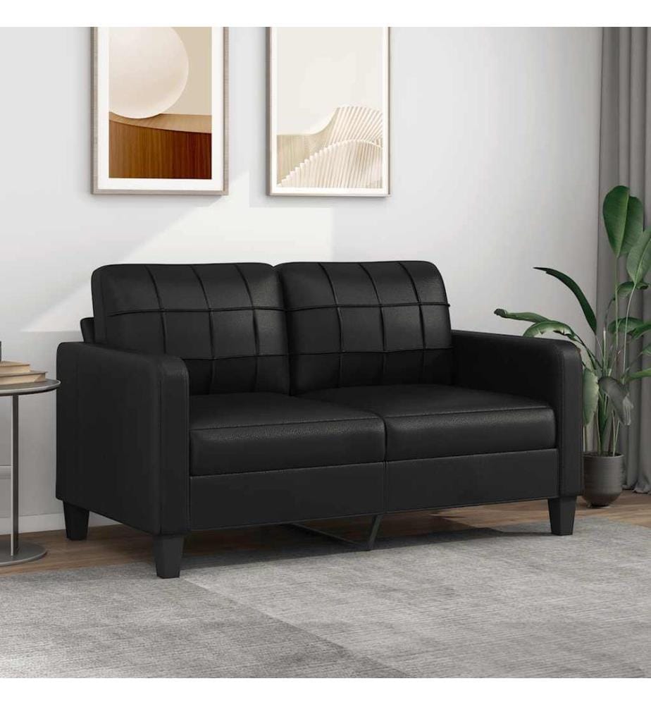 2-Sitzer-Sofa Schwarz 140 cm Kunstleder