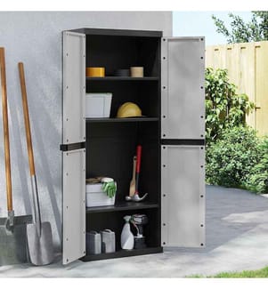 Gartenschrank Grau und Schwarz 65x37x165 cm PP