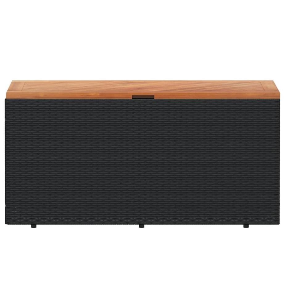 Gartentruhe Schwarz 110x50x54 cm Poly Rattan Akazienholz