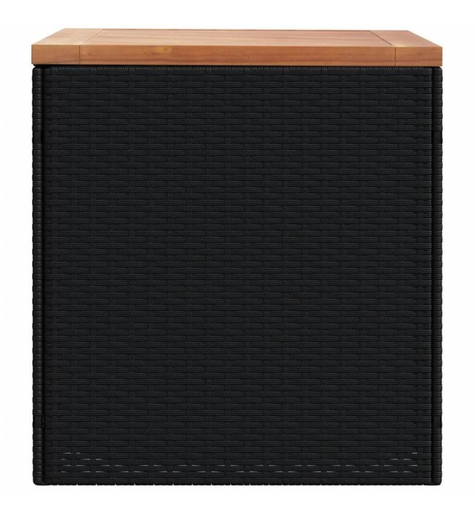 Gartentruhe Schwarz 110x50x54 cm Poly Rattan Akazienholz