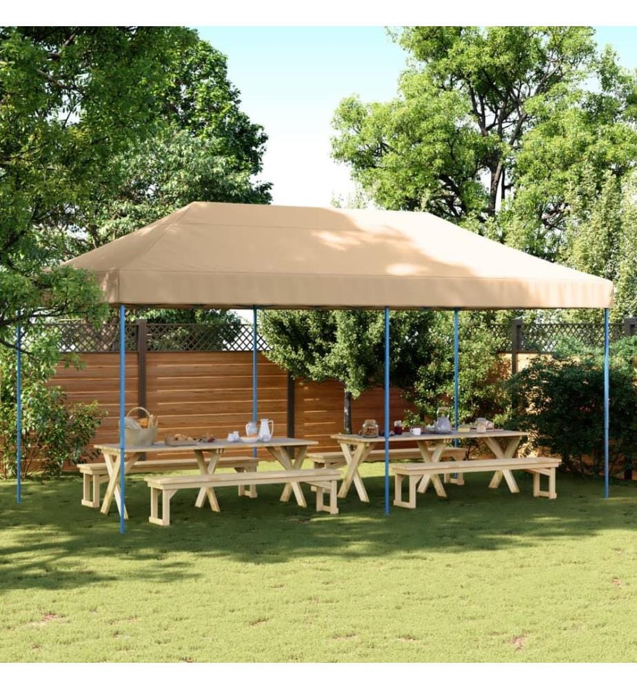 Tente de réception pliable escamotable beige 580x292x315 cm