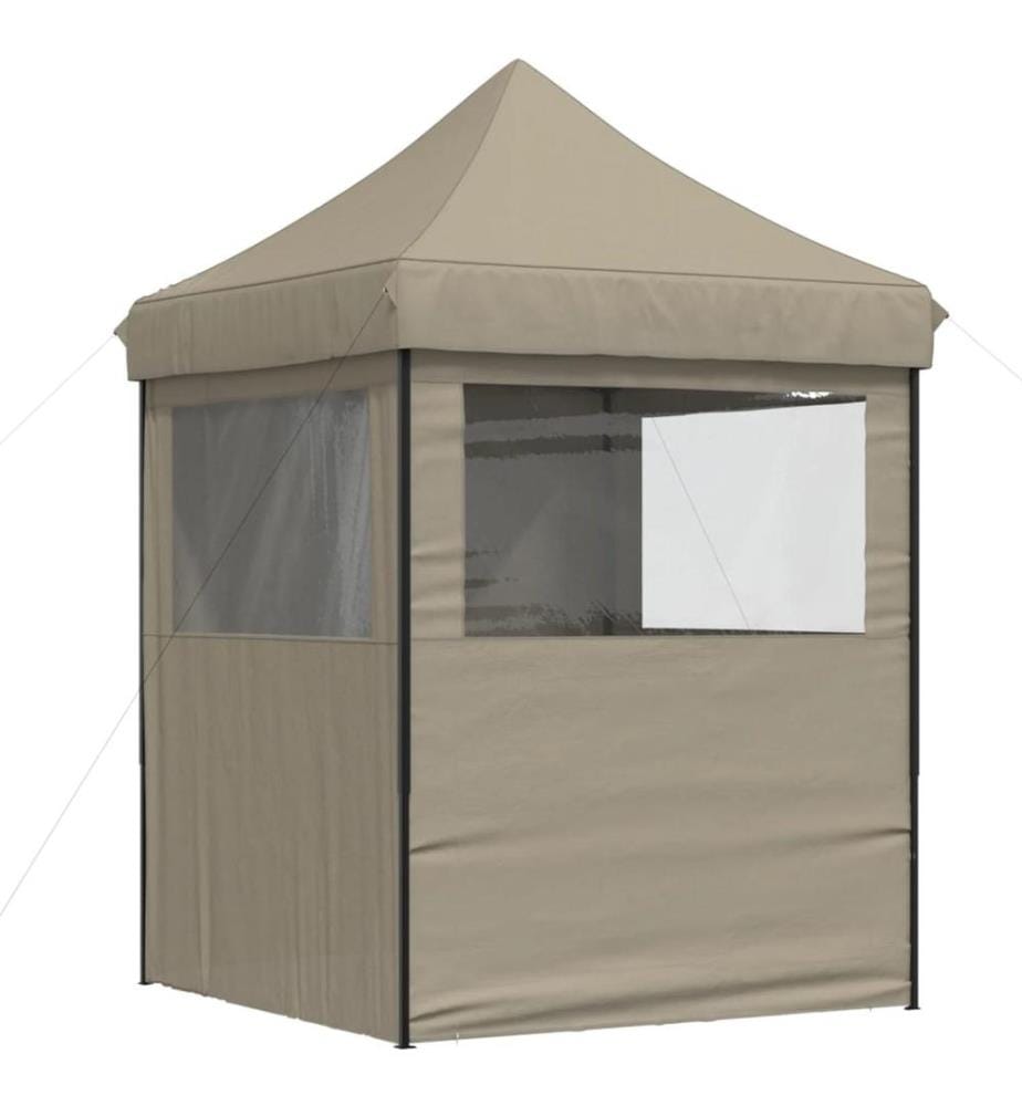 Tente de réception pliable escamotable 4 parois latérales taupe