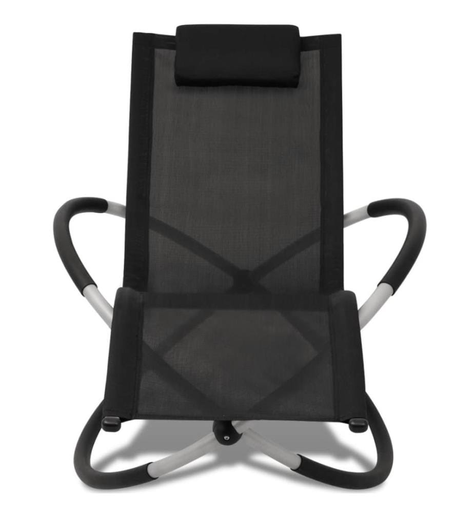 Sonnenliege Geometrisch Outdoor Stahl Schwarz und Grau