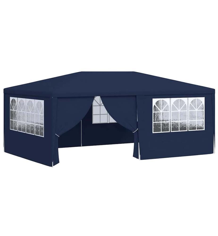 Tente de réception avec parois latérales 4x6 m Bleu 90 g/m²