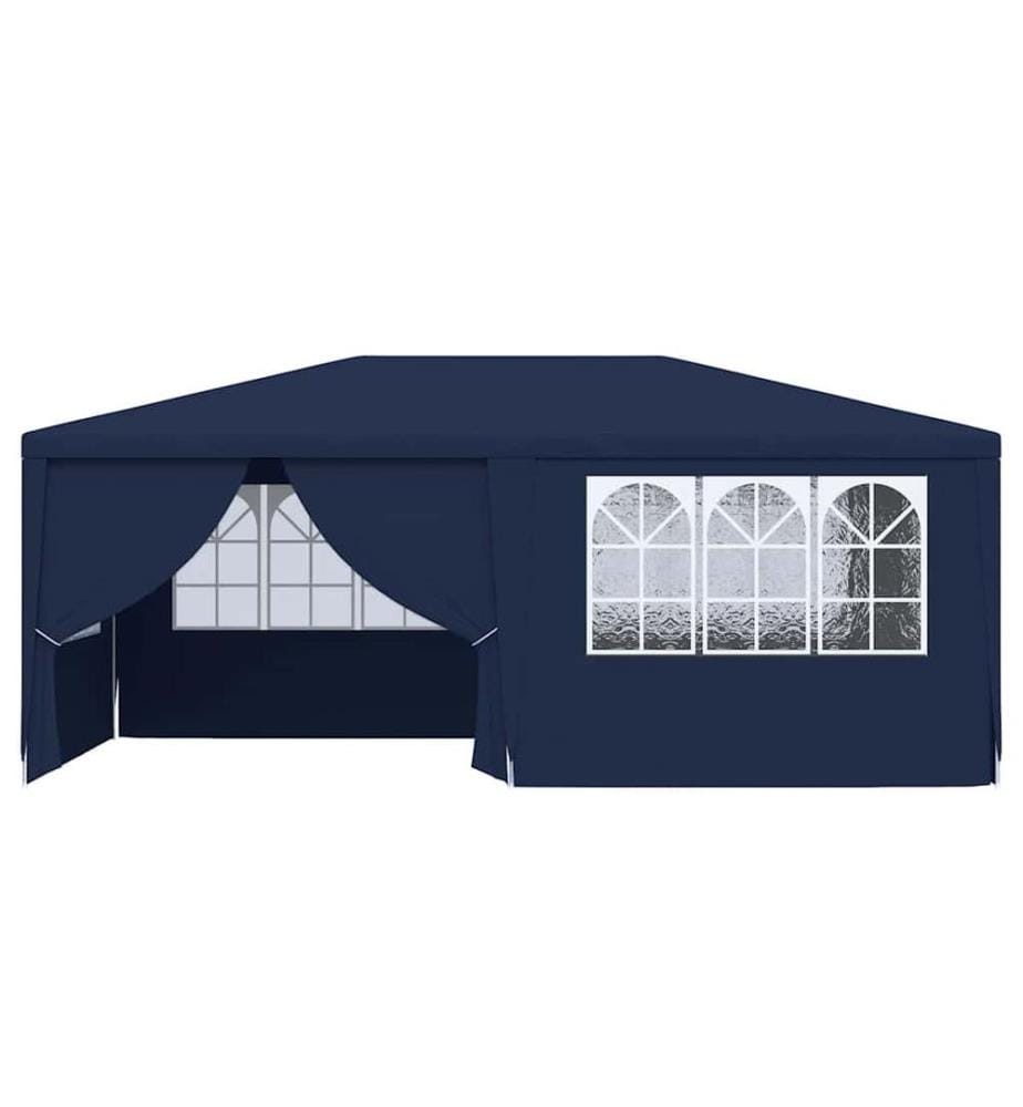 Tente de réception avec parois latérales 4x6 m Bleu 90 g/m²