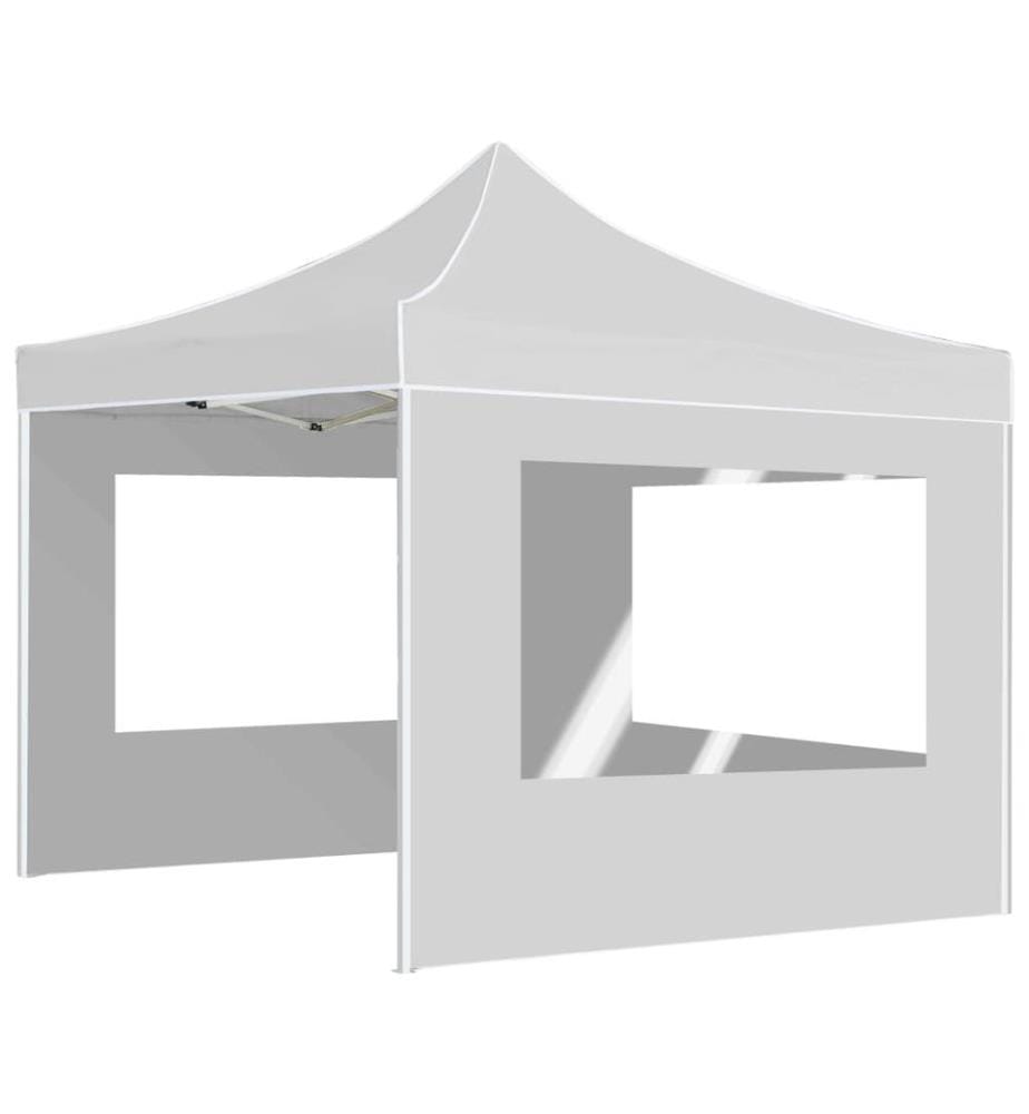 Tente de réception pliable avec parois Aluminium 2x2 m Blanc