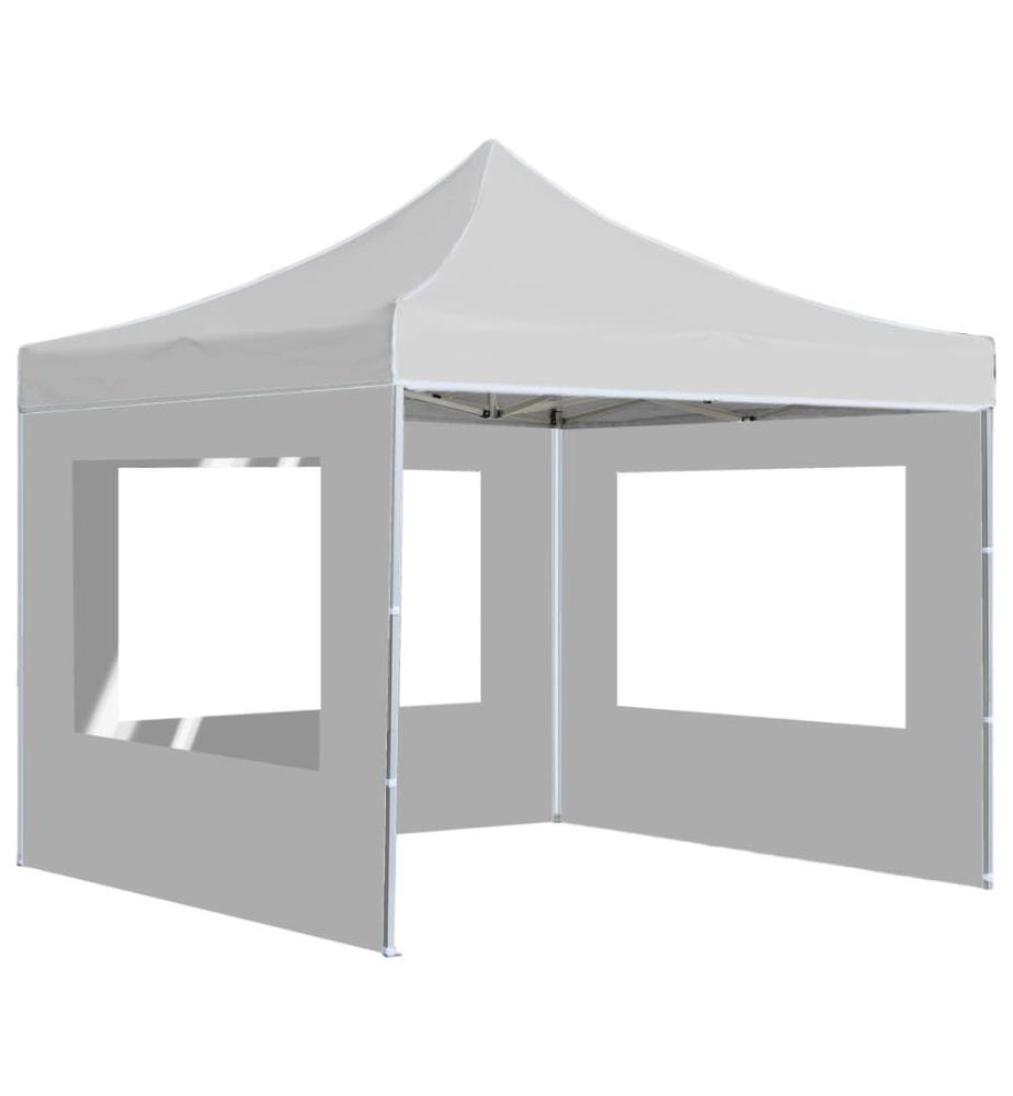 Tente de réception pliable avec parois Aluminium 2x2 m Blanc