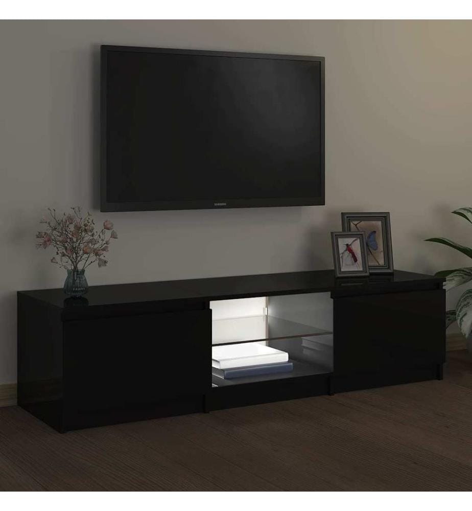 Meuble TV avec lumières LED noir 140x40x36 cm