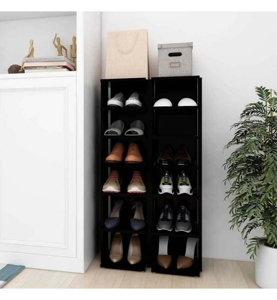 Schuhschränke 2 Stk. Schwarz 27,5x27x102 cm