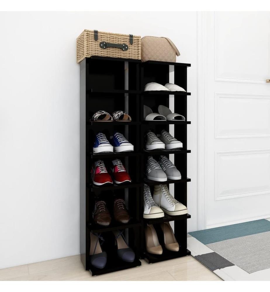 Schuhschränke 2 Stk. Schwarz 27,5x27x102 cm