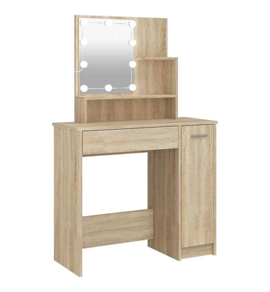 Schminktisch mit LED Sonoma-Eiche 86,5x35x136 cm