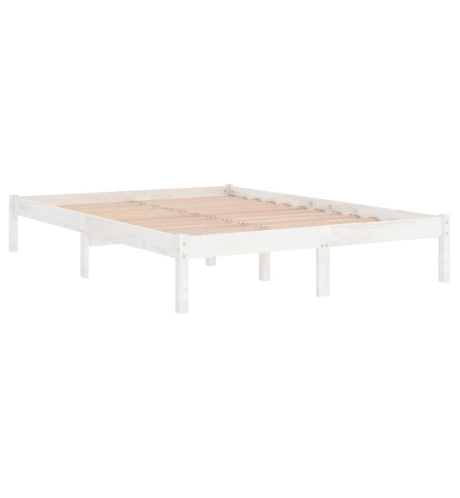 Cadre de lit sans matelas blanc bois massif 160x200 cm