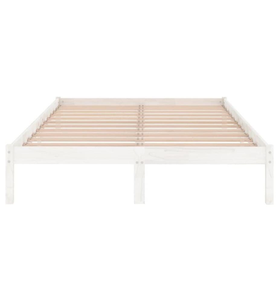 Cadre de lit sans matelas blanc bois massif 160x200 cm