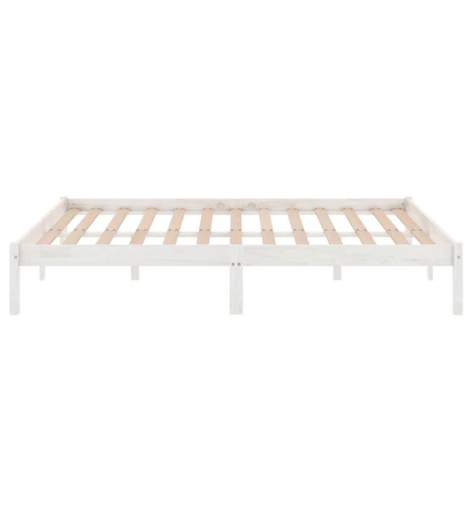 Cadre de lit sans matelas blanc bois massif 160x200 cm
