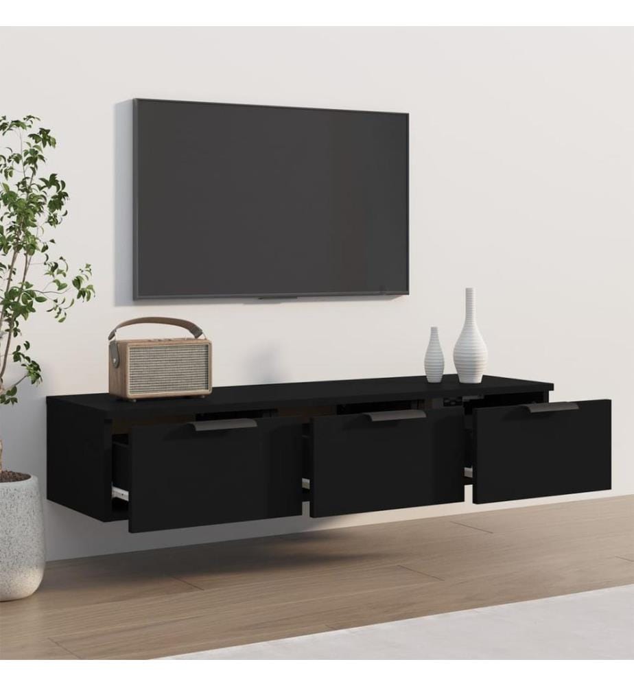 Wandschrank Schwarz 102x30x20 cm Holzwerkstoff