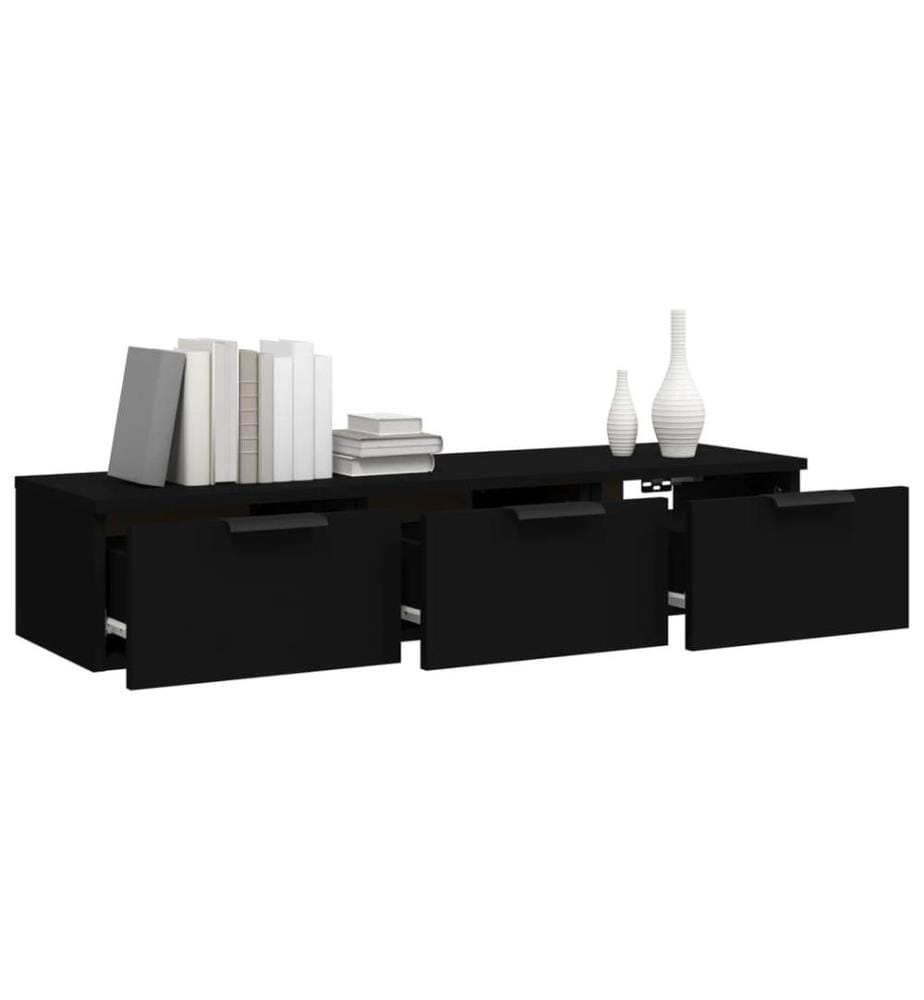 Wandschrank Schwarz 102x30x20 cm Holzwerkstoff