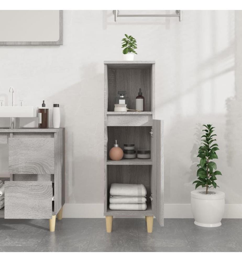 Badschrank Grau Sonoma 30x30x100 cm Holzwerkstoff