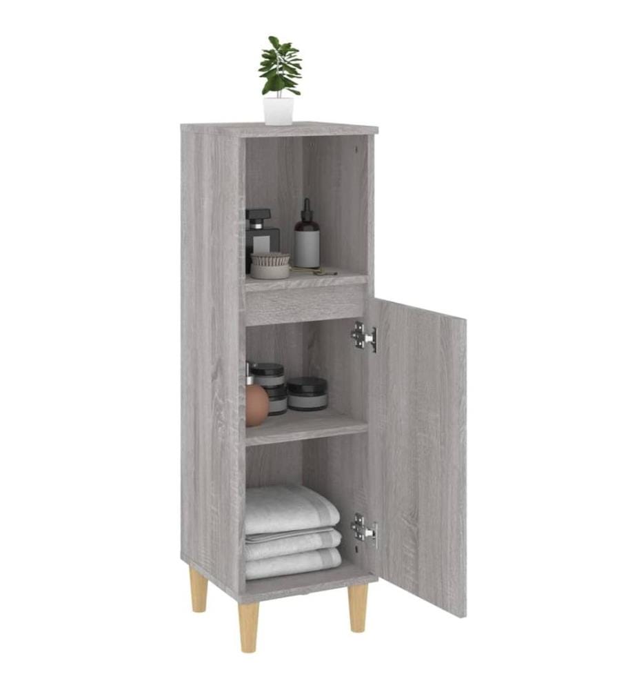 Badschrank Grau Sonoma 30x30x100 cm Holzwerkstoff