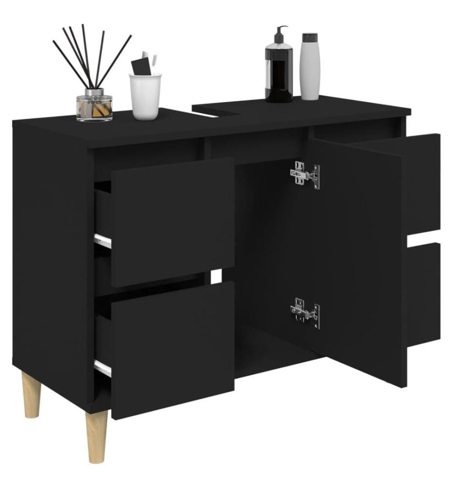 Meuble d'évier noir 80x33x60 cm bois d'ingénierie